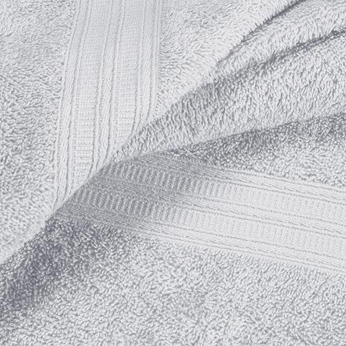 BOUTIQUO 6 Pack Cotton Towel Set, Contains 2 Bath Towels 27x54 inch, 2 Hand Towels 16x24 inch & 2 Wash Coths 12x12 inch, Ideal Everyday use, Ultra Soft Compact & Lightweight - Light Grey - color: Light Grey, size: 6 Piece Towel Set