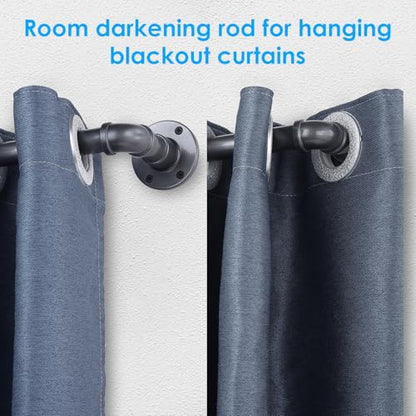 Industrial Curtain Rod Set with Brackets, 1 inch, 32-120, Grey, Rustic, Outdoor, Hanging - color: Grey, size: 30-120"