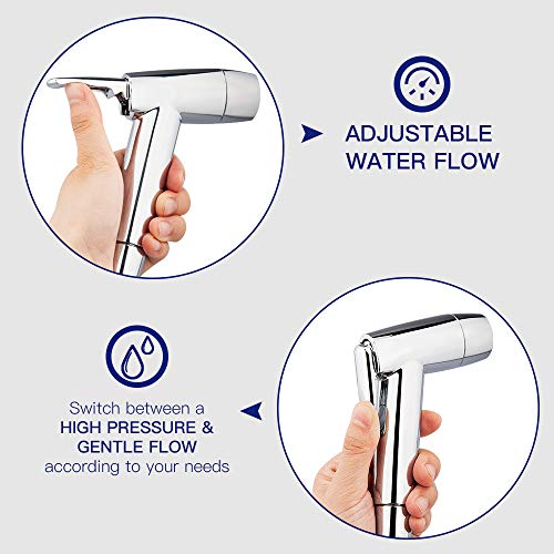 Houtingmaan Kitchen Sink Sprayer Replacement, Side Sprayer Head | with Hose and17 ADAPTERS, Chrome - color: Chrome, style: Dual Function Mode