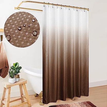 Mrs.Naturall Dark Brown Shower Curtain for Bathroom, Waterproof Fabric Western Bath Curtains with Hooks, Chocolate, 72x72 - color: Brown, size: 70"W x 72"L (Pack of 1)