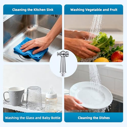 Universal Kitchen Sink Side Sprayer Head with Hose/Holder/Adapters, Chrome | Sink Faucet Sprayer Attachment Compatible with Moen/Delta, Side Sprayer Head with Quick Connector, NSF/ANSI/CAN 372 Certified - color: Chrome Finished, style: One-Thumb Press