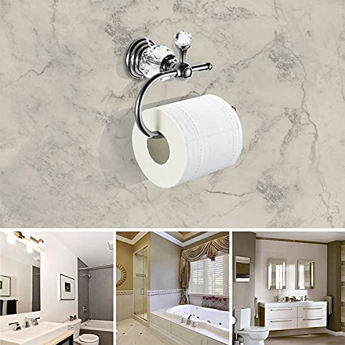 WOLIBEER Crystal Towel Hook, Chrome Towel Ring Toilet Paper Holder Hand Towel Holder Tissue Roll Paper Holder Towel Hanger Silver Bathroom Accessories 2 Pieces Wall Mounted - color: Chrome