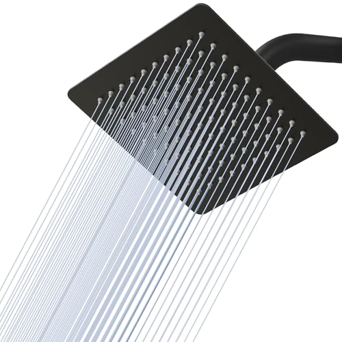 8 Inch Rain Shower Head Matte Black - All Metal Stainless Steel 304, Ultra Thin Design, Square Rainfall Showerheads Modern Bathroom - Full Body Coverage Bath Shower - color: B-Matte Black, size: 8 Inch Square