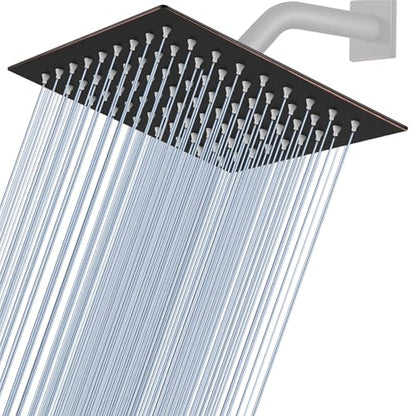 Midanya Square Rain Shower Head,High Pressure,Oil Rubbed Bronze 8 Inch | 360°Swivel,Ceiling or Wall Mount,Waterfall Full Body Coverage,Bathroom Remodel,Stainless Steel Large Rainfall Shower Head - color: Bronze, size: 8 Inch