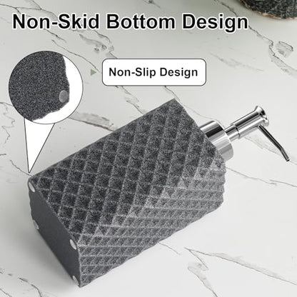 Bathroom Accessories Set Resin 6PCS, Square Toothbrush Holders Set Complete with Soap Dispenser, Vanity Tray, Tumbler, Cups and Cotton Swab Jars (Gray Diamond, Resin Bath 6 PCS) - color: Gray Diamond