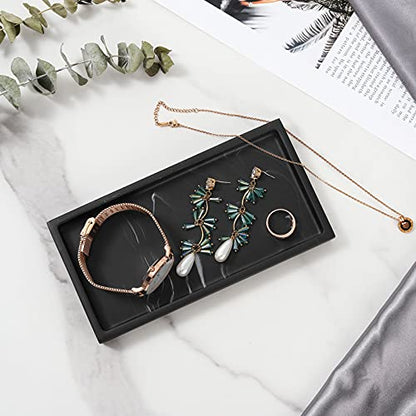 Luxspire Resin Bathroom Vanity Tray Countertop Organizer, Mini, Ink Black | 8 x 4 inch, non-slip waterproof resin, easy wipe clean, fits bath kitchen vanity, holds jewelry toiletries soap - color: Ink Black, size: Mini