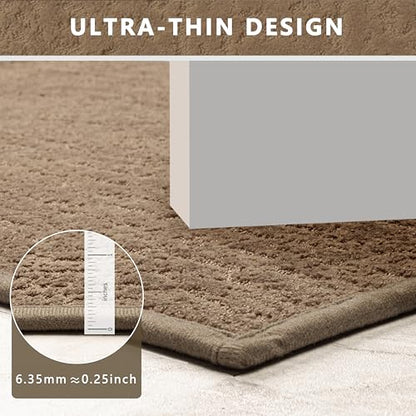 Bathroom Mat Quick Dry Low Profile Washable Bathroom Rugs | Non Slip Bath Rugs Ultra Thin Bath Mat Fit Under Door, Coffee, 17" × 32" - color: Coffee, size: Medium(17"x 32")