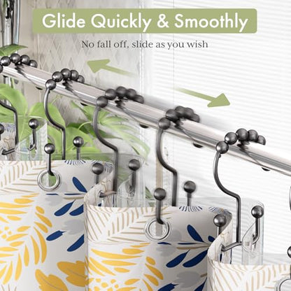 Black Shower Curtain Hooks, Shower Curtain Hooks Rust Proof 12 Pcs Stainless Steel Shower Hooks for Shower Curtain, Double Shower Curtain Hooks for Bathroom Shower Rods Curtain - color: Matte Black, style: Double Hooks