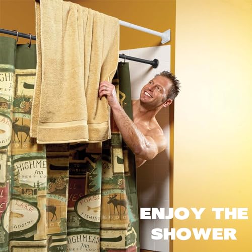 Thestoa White Tension Shower Curtain Rod, 30-80 Inches with Holders | Includes adhesive holders, rustproof stainless steel, no-drilling spring tension for bathroom, closet & window - color: White, size: 30"-80"