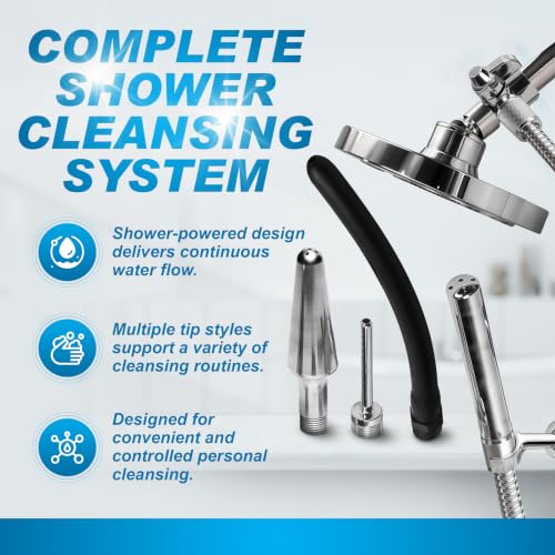 Cleanstream Shower Enema Set with 6 Ft Hose, 4 Silicone & Aluminum Tips - color: Cleanstream Premium Shower Enema Set