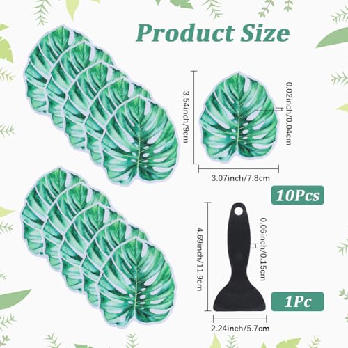 10Pcs Leaves Non Slip Bathtub Stickers Shower Stickers with Premium Scraper Adhesive Green PVC Durable Safety Shower Grips Plant Appliques Decal Treads for Bathroom Bath Tub Pool Stairs Adult - style: Leaf