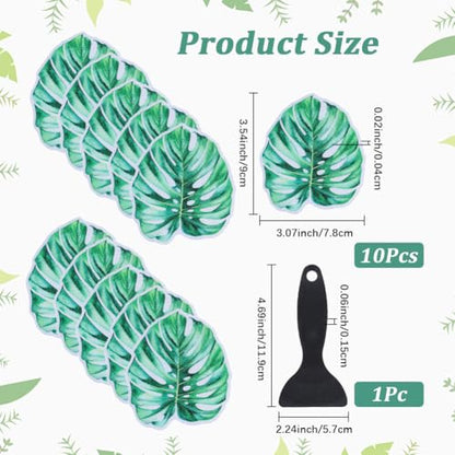 10Pcs Leaves Non Slip Bathtub Stickers Shower Stickers with Premium Scraper Adhesive Green PVC Durable Safety Shower Grips Plant Appliques Decal Treads for Bathroom Bath Tub Pool Stairs Adult - style: Leaf