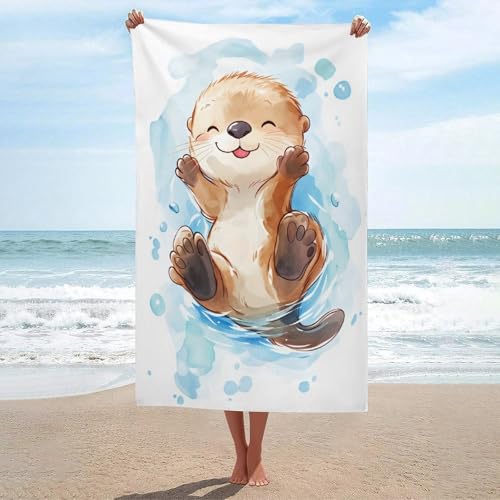 Cute Otter Oversized Bath Towels, Highly Absorbent Quick Dry Soft Beach Towel, Sand Free Multipurpose for Beach Pool Bathroom Hotel Picnic 2 Sizes - color: Cute Otter, size: 51x31inch