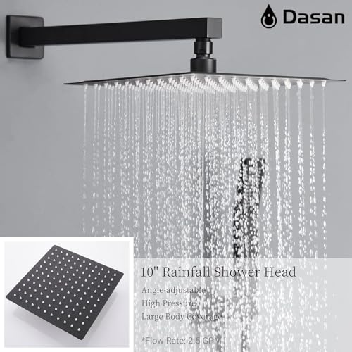DASAN Tub Shower Faucets Sets Complete Matte Black Bathtub Shower System with Tub Spout, Bathtub Faucet Set Tub and Shower Faucet Combo Trim Kit with Rough-in Valve - color: Black Matte