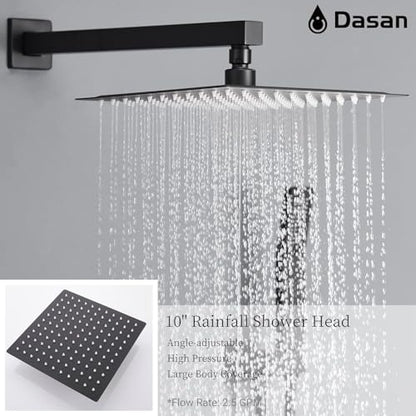 DASAN Tub Shower Faucets Sets Complete Matte Black Bathtub Shower System with Tub Spout, Bathtub Faucet Set Tub and Shower Faucet Combo Trim Kit with Rough-in Valve - color: Black Matte