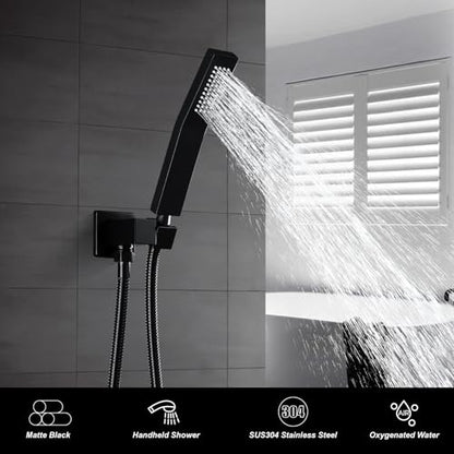 Heyalan Hand-held Shower Head Set-SUS304 Handheld Shower,Matte Black | SUS304 stainless steel wand, curved-style design, single rain spray, 59-inch long hose and standard 1/2-inch connection - color: Matte Black, style: Curved Style