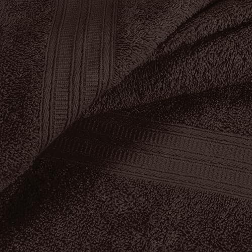 BOUTIQUO 6 Pack Cotton Towel Set, Contains 2 Bath Towels 27x54 inch, 2 Hand Towels 16x24 inch & 2 Wash Coths 12x12 inch, Ideal Everyday use, Ultra Soft Compact & Lightweight - Chocolate Brown - color: Chocolate Brown, size: 6 Piece Towel Set