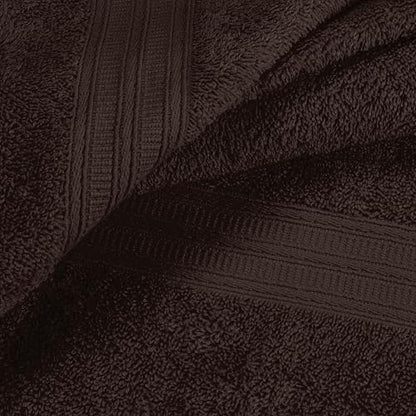 BOUTIQUO 6 Pack Cotton Towel Set, Contains 2 Bath Towels 27x54 inch, 2 Hand Towels 16x24 inch & 2 Wash Coths 12x12 inch, Ideal Everyday use, Ultra Soft Compact & Lightweight - Chocolate Brown - color: Chocolate Brown, size: 6 Piece Towel Set