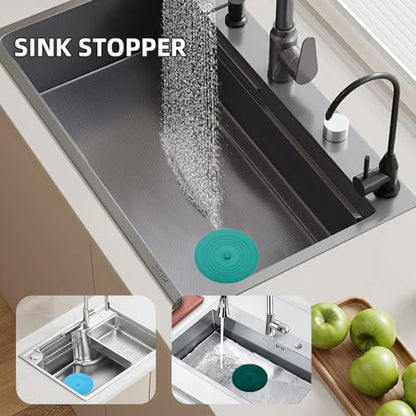 Tub Stopper 2PCS,Bathtub Drain Stopper,6 inches Bathtub Tub Drain Cover Stopper,Silicone Drain Plug,Kitchen Bathroom Hair Water Shower Stopper,Large Bathroom Laundry Accessories (Blue/Green) - color: Blue/Green