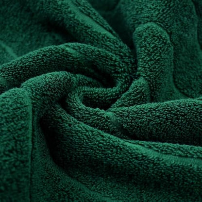 2-Piece Hand Towels Set in Forest Green, Wavy Striped Jacquard Towels | for Bathroom Kitchen (13x29 Inches, Cotton) - color: Forest Green