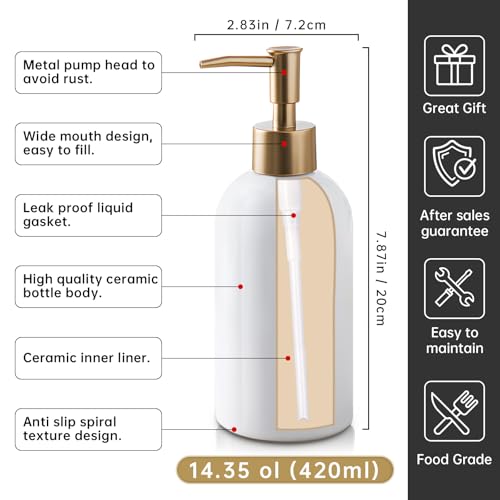 Gold Refillable Dish Soap Dispenser for Kitchen Sink,Hand Soap Dispenser Bottle for Bathroom Countertop Sink (white-2pcs) - color: White-2pcs