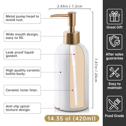 Gold Refillable Dish Soap Dispenser for Kitchen Sink,Hand Soap Dispenser Bottle for Bathroom Countertop Sink (white-2pcs) - color: White-2pcs