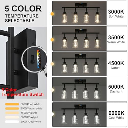 MELUCEE 2 Lights LED Tracking Light Ceiling Rotatable Spotlight Black | Kitchen Ceiling Light Fixtures Bathroom Vanity Lights Wall Mounted with Clear Glass, Built-In LED Chips, 5-Color Temperature - color: Black, size: 2 Lights