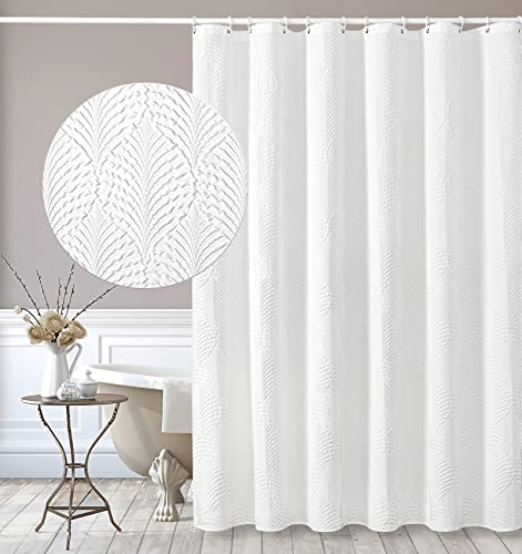 72x84 Extra Long Shower Curtain, White 3D Embossed Half Bath Curtain - color: White, size: 72"W x 84"L (Pack of 1)