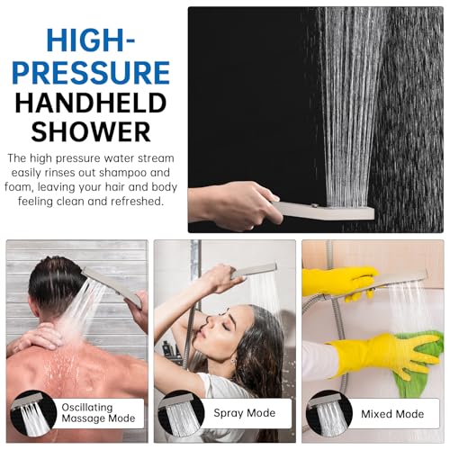 G-Promise 12 Inch All Metal Rain Shower Head with Handheld (Brushed Nickel) | Suits Every Height, Pause Mode Diverter, Massage Mode Handheld, Full Body Coverage, Easy to Install, Modern Bath Upgrade - color: Brushed Nickel, size: 12 Inch