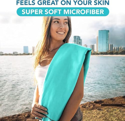 Youphoria Microfiber Travel Towel Fast Drying Lightweight - Quick Dry Towel for Camping, Beach, Backpacking, Hiking & Sport - color: Mint/Gray, style: 20" x 40" (Small)