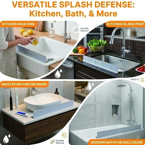 Silicone Sink Splash Guard 23 Inch for Kitchen, Faucet Mat Behind Faucet with Strong Suction Cups, Countertop Protector Keep Dry