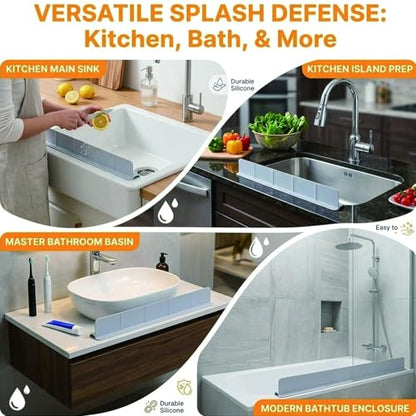 Silicone Sink Splash Guard 23 Inch for Kitchen, Faucet Mat Behind Faucet with Strong Suction Cups, Countertop Protector Keep Dry