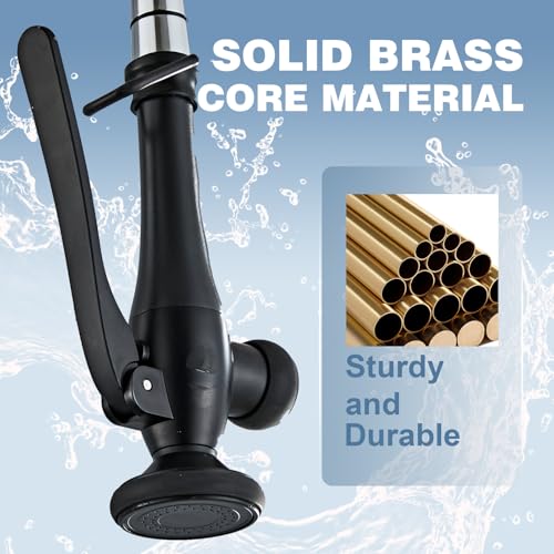 Pull Down Kitchen Faucet Replacement Head, Spray Head with Stream & Spray Functions, High-Pressure Anti-Clog Nozzle, Easy Install, Matte Black, Fits Most Kitchen Faucets - color: Commercial Style Spray Head - Matte Black