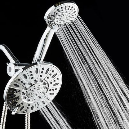 AquaDance Chrome 7" Premium High Pressure 3-Way Rainfall Combo with Extra Long 72 inch Hose – Enjoy Luxury 6-Setting Rain Showerhead and Matching Hand Held Shower Separately or Together - color: Chrome, style: Premium High Pressure 3-Way Rainfall Combo wi