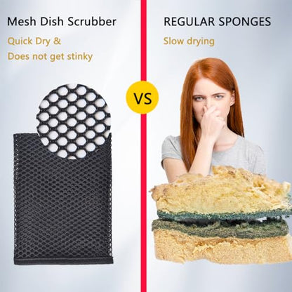 Mesh Dish Cloths for Kitchen, Dish Washing Net Rags 12"X12" | Mesh Dish Cloth, Kitchen Cleaning Rags, Order-Free, 12 Pack - color: 12xblack