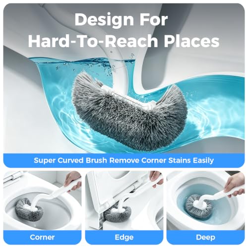 Bathroom Toilet Brush, OSCIOSS Toilet Bowl Brush with Ergonomic Design, Compact Size, Durable Bristles, Wall Mounted RV Toilet Brush for Bathroom Cleaning (White, 2pack) - color: White, size: 2 Pack