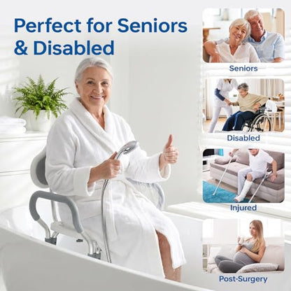 BlessReach Shower Chair for Inside Shower, 400 lbs Adjustable Shower Stool with Suction Feet, Shower Seat for Inside Tub Bathroom Bench Shower Chair for Elderly and Disabled - Grey