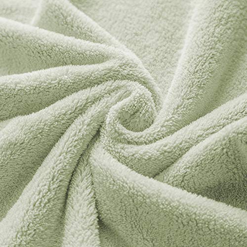 Xinrjojo 4 Piece Microfiber Quick Dry Towel Sets,Super Soft Plush Highly Absorbent No Fading Towels Bathroom Set, 1 Bath Towel 1 Hand Towel and 2 Washcloths –Light Green - color: Light Green