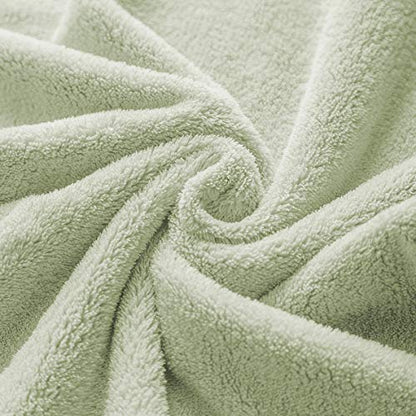 Xinrjojo 4 Piece Microfiber Quick Dry Towel Sets,Super Soft Plush Highly Absorbent No Fading Towels Bathroom Set, 1 Bath Towel 1 Hand Towel and 2 Washcloths –Light Green - color: Light Green