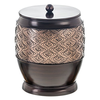 Creative Scents Dublin Brown Small Bathroom Trash Can with Lid - 1.3 Gal / 4.8L Decorative Oval Waste Basket - Durable Resin Garbage Can for Bathroom, Bedroom, Office Decor - Mini Wastebasket Bin - style: Trash Can