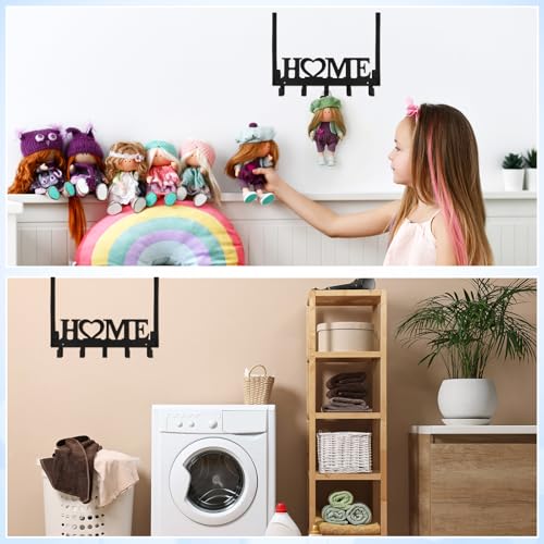 Kathfly Black Home Letter Over the Door Hooks Home Towel Hooks Heavy Duty Hanging Towel Rack Over Door Hanger, 5 Coat Hanger for Bedroom Bathroom Kitchen Black - color: Black, style: Home