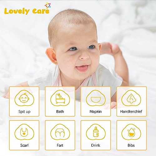Lovely Care 24 Pack Muslin Burp Cloths 100% Cotton Muslin Cloths Large 20''x10'' Extra Soft and Absorbent Baby Burping Cloth - White - color: White, size: 10x20 Inch (Pack of 24)