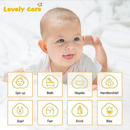 Lovely Care 12 Pack Muslin Burp Cloths 100% Cotton Muslin Cloths Large 20''x10'' Extra Soft and Absorbent Baby Burping Cloth - Purple - color: Purple, size: 10x20 Inch (Pack of 12)