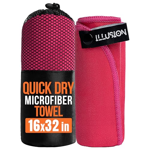 illusion Small Microfiber Gym Towels for Men and Women Active Sports (32" L x 16''W)-Lightweight Quick Dry Gym Towel for Sweat-Workout Towels Ideal for Yoga, Camping, Running, and Outdoor Activities - color: Blush Pink, size: 32x16 in - Pack of 1