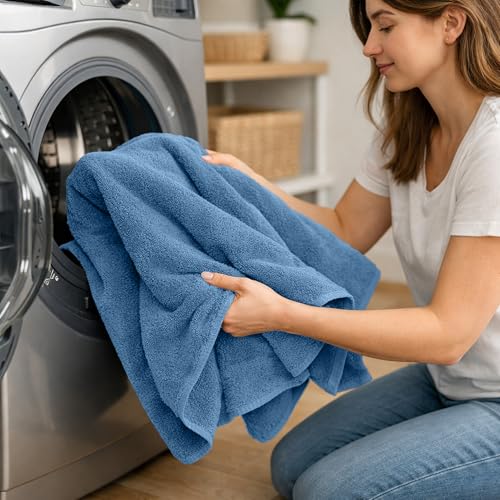 RIVERSIDE Pack of 2 Extra Large Bath Sheets 35 x 70 Inches, 100% Ring Spun Cotton, Hotel Quality, Oversized Bath Towels, Super Soft, Highly Absorbent & Quicker to Dry, Electric Blue - color: Medium Blue, size: Bath Sheets (PK 2)