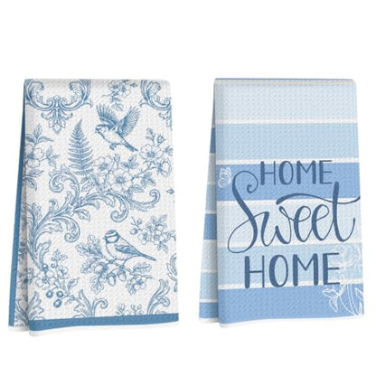 ZHAMEN Blue Floral Kitchen Towel Soft Absorbent Hand Tea Towels Set of 2 - color: Multi 1575