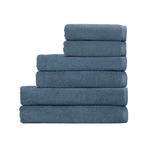 Christy Brixton 6 Piece Towel Set | Slate Blue | 100% Cotton | Ultra Soft | Super Absorbent | 600GSM | 2 Bath Sheets 2 Bath Towels 2 Hand Towels - color: Slate, size: 2 Hand 2 Bath 2 Bath Sheet Set