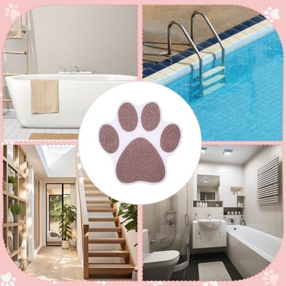 WY LIGHTING LEVEL 20pcs Safety Shower Treads Non-Slip Bathtub Stickers | Adhesive Appliques with Premium Scraper, Bathroom Tubs Shower Treads, Anti Slip Paw Floor Decals, for Bathtub, Pools, Boats