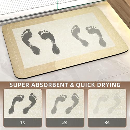 Diatomaceous Earth Bath Mat Non Slip Absorbent Quick Dry, Beige 15.7"x23.6" - color: Beige, size: 15.7"x23.6"