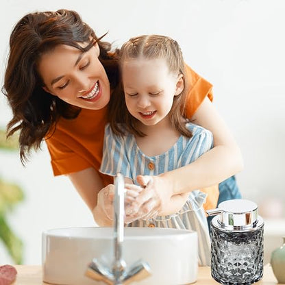 Malachi Foaming Hand Soap Dispenser, Refillable Clear Glass Foam Pump Bottle for Hand Soap, Dish Soap, Body Wash, Shampoo, Facial Cleanser & Baby Wash, Multi‑use for Bathroom, Kitchen & Commercial Use - color: Diamond Black-2